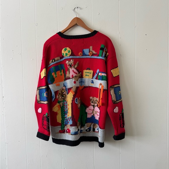 Eagle’s Eye Vintage Teacher Schoolhouse Hand Knit Cardigan Sweater L Large - Picture 4 of 4